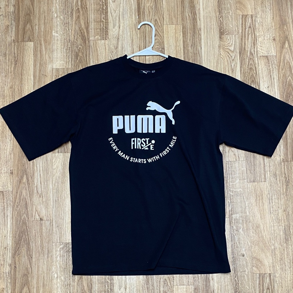 PUMA Men's Tee in Black with White Logo
